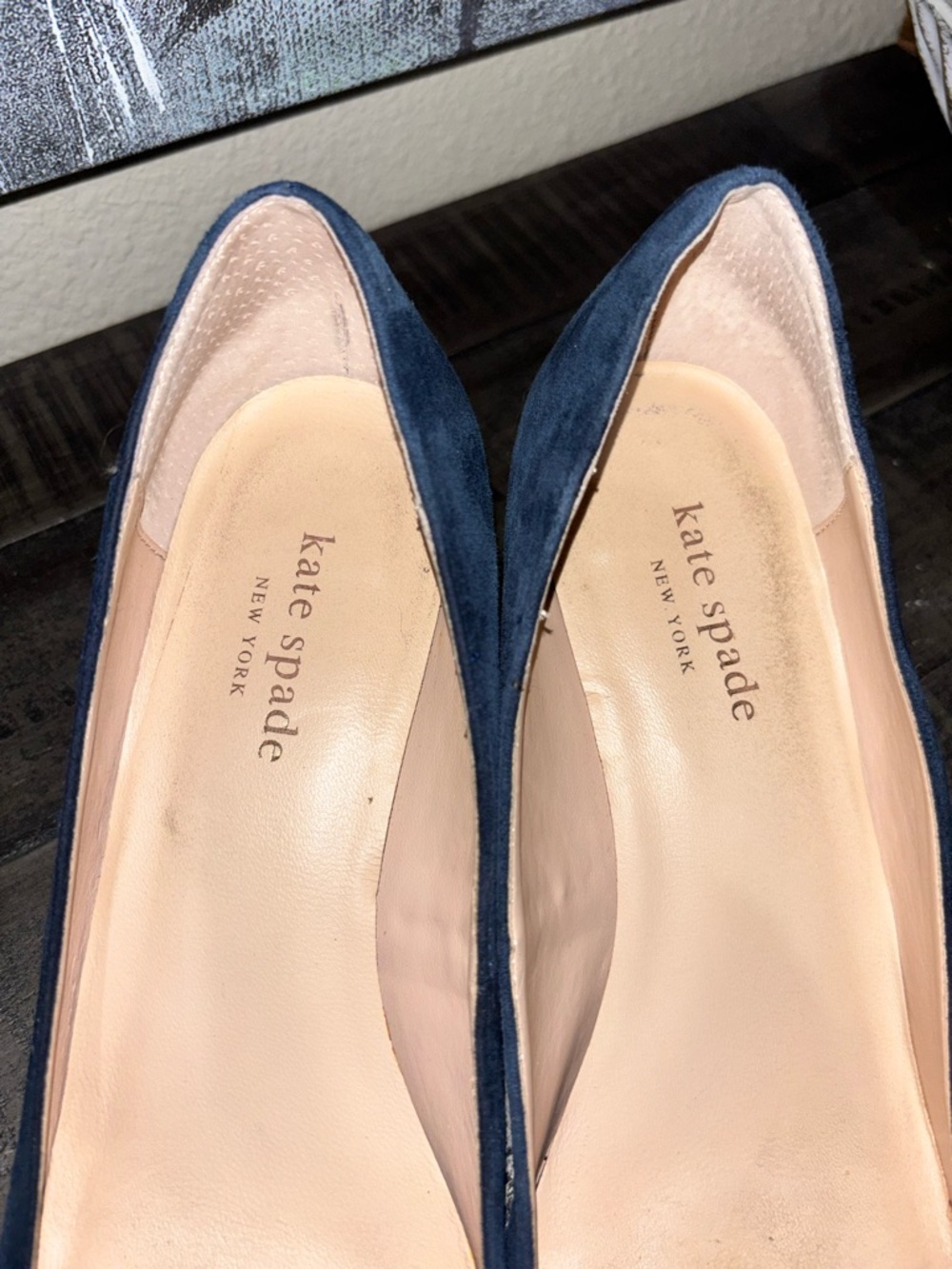 Kate Spade New York navy suede box pump SZ 7 - Picture 8 of 9